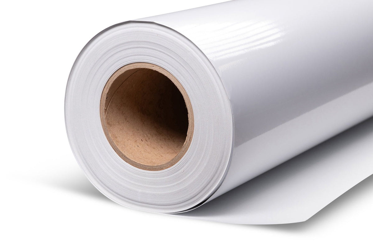 3.0mil Gloss White Calendered Vinyl with Gray Permanent Air-Egress Adhesive (5 yr) (#302PCS)